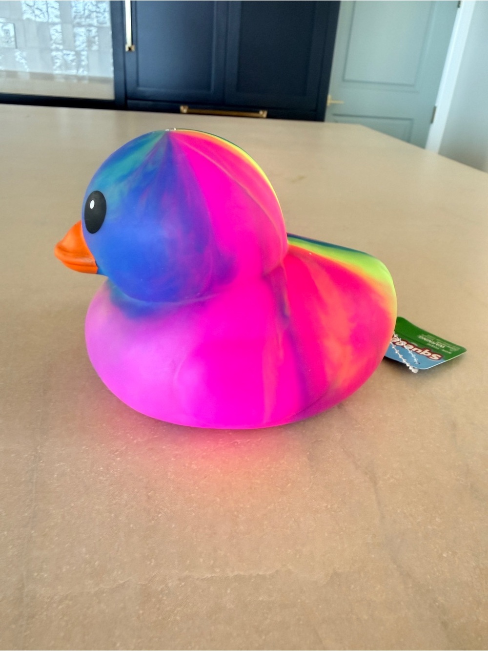 NWT Sunny Days Jumbo Squeezy Duck - Tie-Dye Pink/Rainbow - Picture 4 of 7